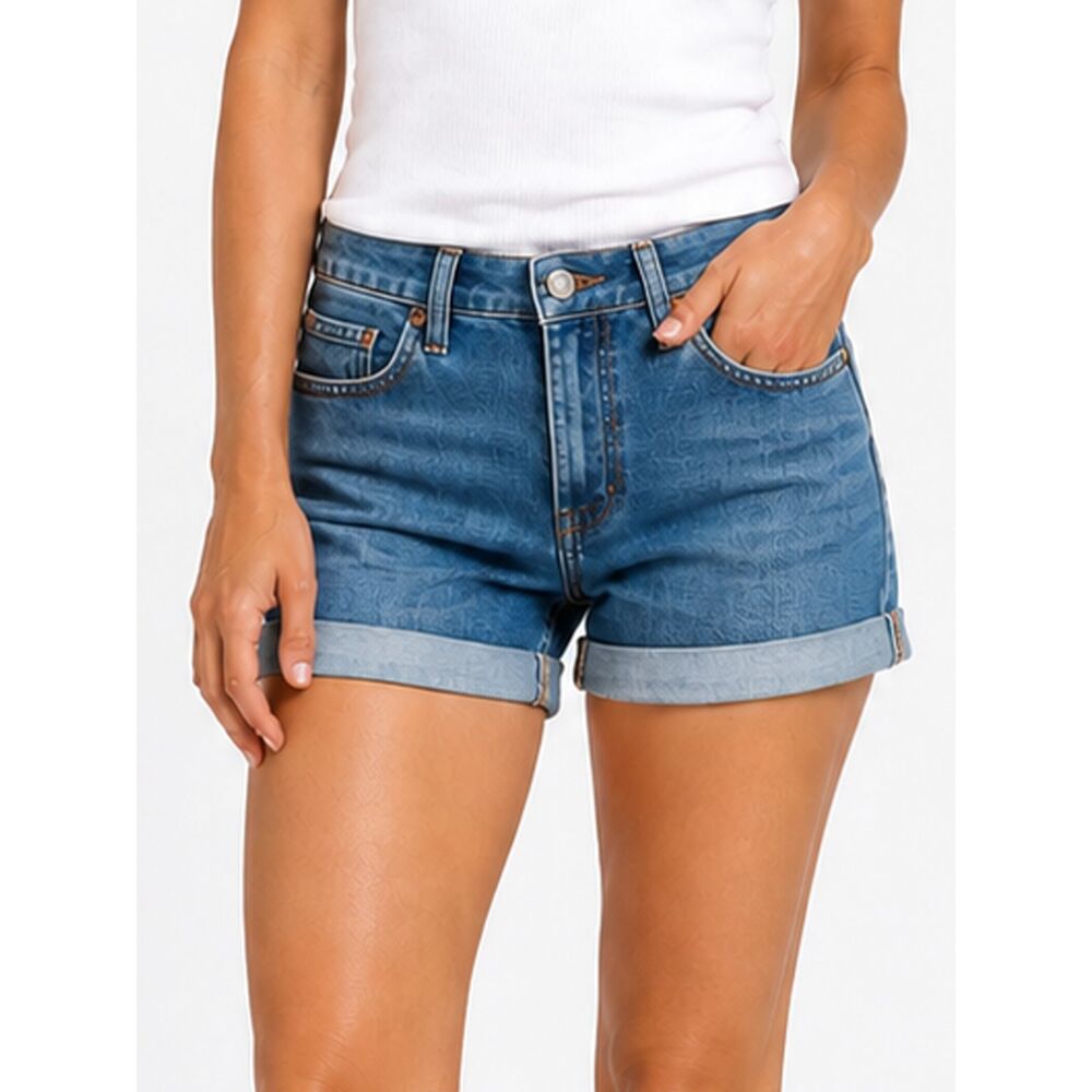 DKNY Jeans Cuffed Denim Shorts Size 4 Blue Mid Rise